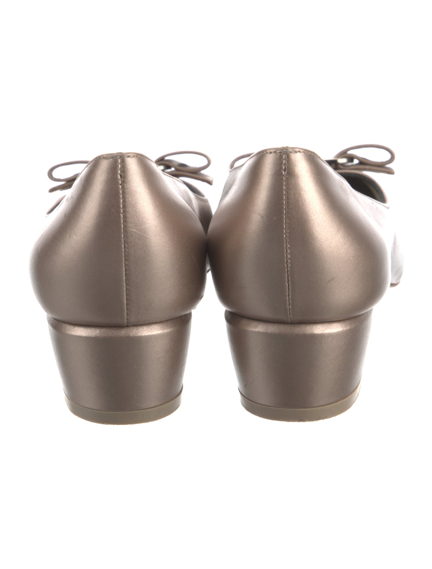 Ferragamo Leather Bow Accents Flats